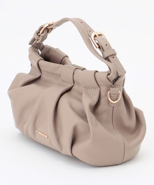 LA BAGAGERIE シープレザー　ギャザーミニマムバッグ グレージュ