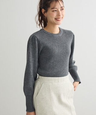 Green Parks 洗える　パフニットプルオーバー Gray Mixture