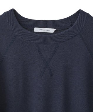 AMERICAN HOLIC ソフトコットンスウェットライクニットトップス ダークネイビー