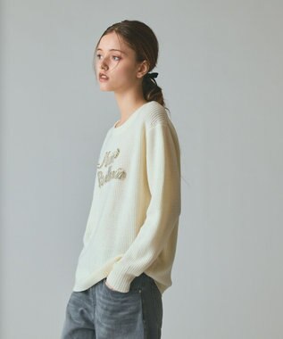 GRACE CONTINENTAL ビジューロゴニットトップ キナリ