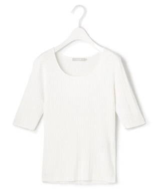 ICB L 【新色追加・洗える】シンセティックハイゲージ 5分袖リブニット オフホワイト系