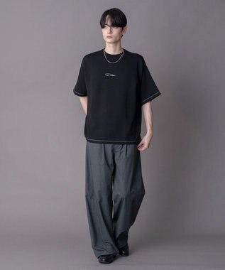 WEGO 【機能T/ユニセックス着用ITEM】カラーステッチワンポイントT（SS） ブラック