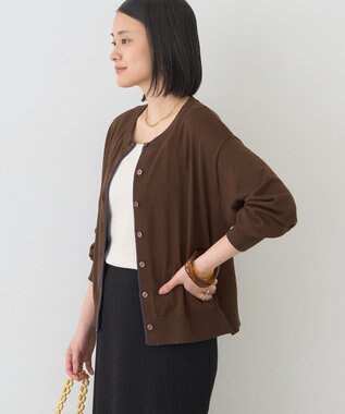 AMERICAN HOLIC 配色シアーカーディガン Brown