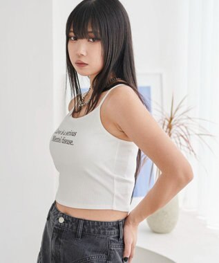 WEGO 【カップ付きインナー】グラフィックプリントカップインキャミ ホワイト