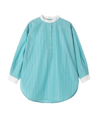 AMERICAN HOLIC イージーケアバンドカラーシャツチュニック Stripe Green