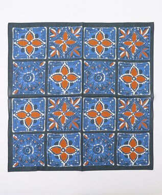 JOSEPH ABBOUD 【日本製】RCF綿ローン タイルプリント スカーフ ダルブルー系7