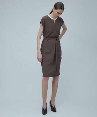 BEIGE， CINDY / Vネックワンピース Mocha×Ecru