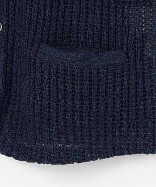 JOSEPH ABBOUD 【エコ素材和紙使用・日本素材】和紙杢メッシュクルーネック ニットジレ ネイビー系