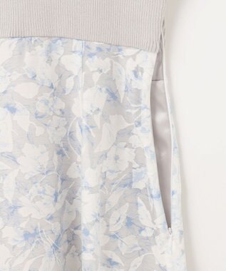 ANY SIS 【洗える】フラワープリントドッキングニット ワンピース アイスグレー系