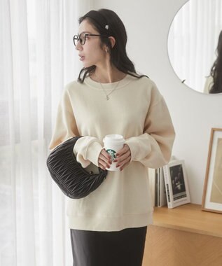 WEGO 【ユニセックス着用ITEM/裏起毛】リラックスフィットスウェットプルオーバー ベージュ