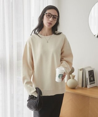 WEGO 【ユニセックス着用ITEM/裏起毛】リラックスフィットスウェットプルオーバー ベージュ