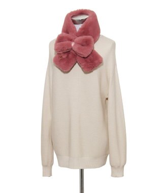 MOONBAT 【新色追加】PAUL & JOE ACCESSOIRES フェイクファーリボンマフラー ダークレッド