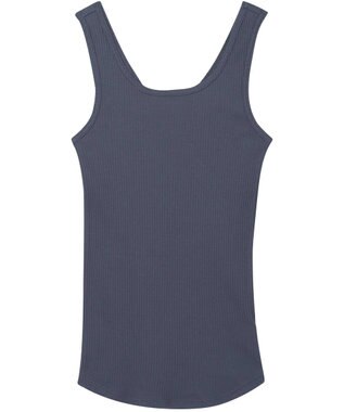 une nana cool 綿100%生地使用 リブ編みコットン タンクトップ ダークネイビー