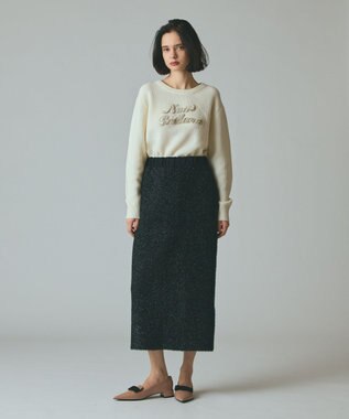 GRACE CONTINENTAL ビジューロゴニットトップ キナリ