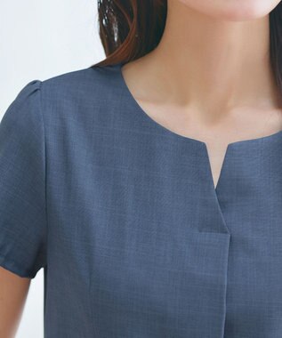 Tiaclasse 【小倉優子さん着用・洗える】フラップ付きミディアム丈フレアワンピース ブルー