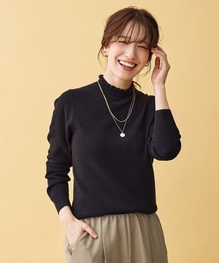 ANY L 【6色展開】フリルネックニット ブラック