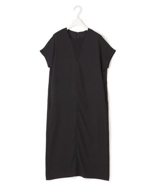 ICB 【接触冷感・UVケア・速乾・洗える】FluidBackSatin レイヤードデザインワンピース ブラック系