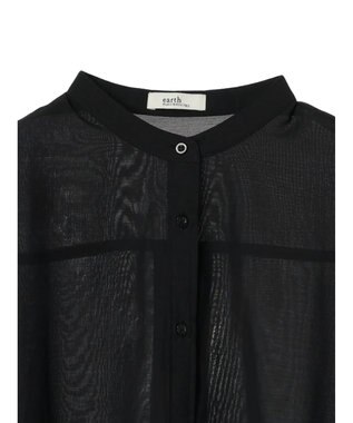 earth music&ecology シアーバンドカラーシャツ Black
