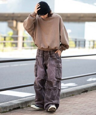 WEGO 【ウエストゴム/MLサイズ展開】イージーコーデュロイカーゴパンツ ブラウンその他