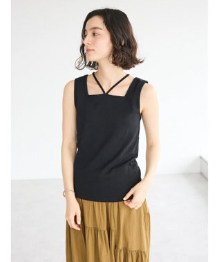 CRAFT STANDARD BOUTIQUE 前後2WAYスクエアデザインタンクトップ Black