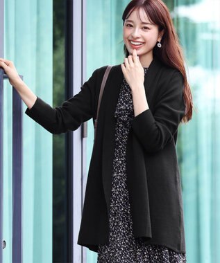 Tiaclasse 【新色追加・洗える】ミラノリブミドル丈カーディガン ブラック