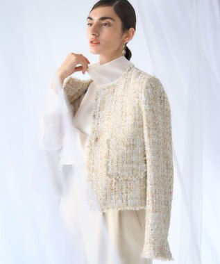 23区 【GOLD LABEL】GIOTEXリネンスパーク サスペンダー付 タックパンツ ベージュ系