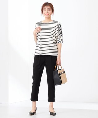 ANY SIS L エンブロイダリードルマン カットソー ボーダー