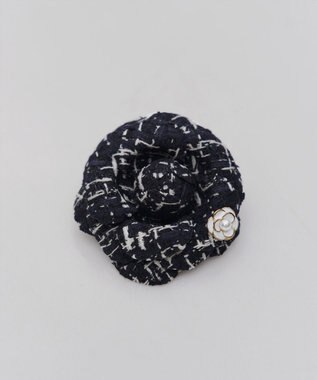 Tiaclasse フラワーツイードコサージュ ネイビー