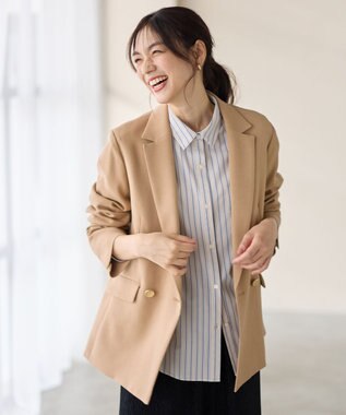 ANY L ウーリッシュＷブレストジャケット キャメル