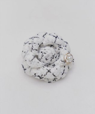 Tiaclasse フラワーツイードコサージュ ホワイト