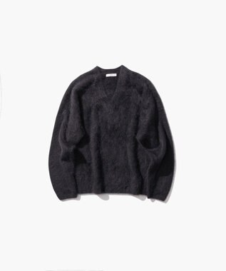 ATON ROYAL CASHMERE FUR | Ｖネックセーター CHARCOAL GRAY