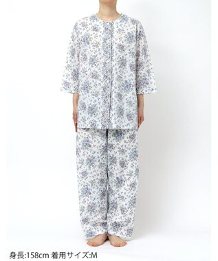 WACOAL パジャマ 7分袖 長袖 長ズボン 綿100%(本体) ローン素材 ミントン レディース NDT265 /ワコール ホワイト