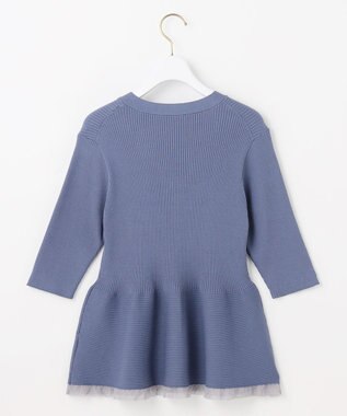 ANY SIS S シアーフリルペプラム ニット スモーキーブルー