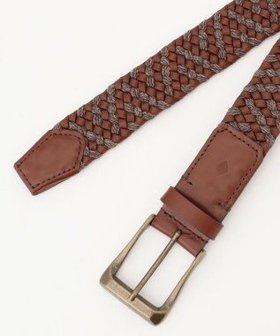 JOSEPH ABBOUD 【ストレッチ/日本製】レザーウールメランジ ベルト ダークブラウン系