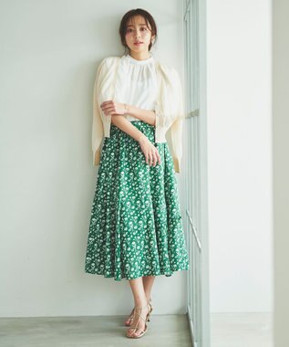 Feroux フラワープリント スカート グリーン系9
