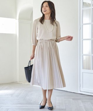 【ウエストゴム】プリーツワンピース