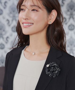 Tiaclasse フラワーツイードコサージュ ネイビー