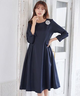 Tiaclasse フラワーツイードコサージュ ネイビー