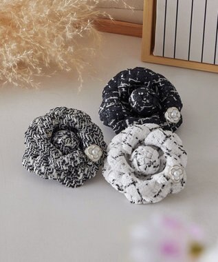 Tiaclasse フラワーツイードコサージュ グレー