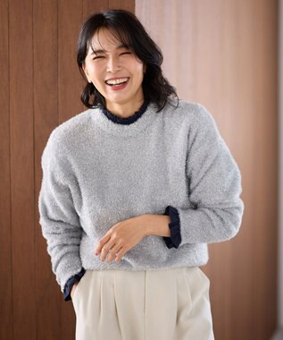 ANY シャイニーニットプルオーバー シルバー