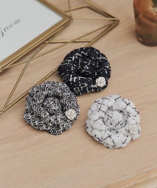 Tiaclasse フラワーツイードコサージュ グレー