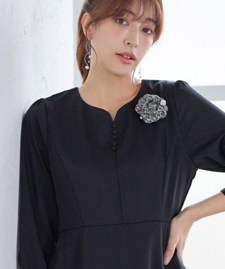 Tiaclasse フラワーツイードコサージュ グレー