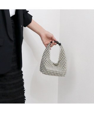 UNBILLION カシュカシュ cachecache / シルバービーズ手提げバッグ ブラック