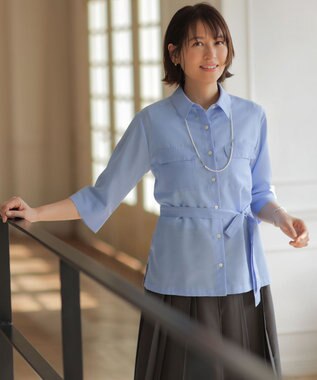 J.PRESS LADIES リネンシアースラブ シャツ ブラウス ブルー系