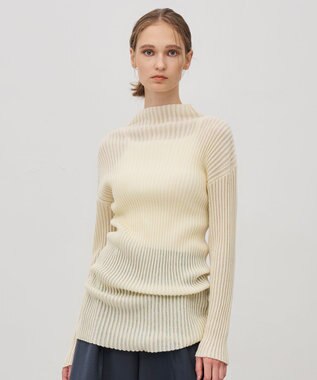 シアーストライプニット タートルトップス