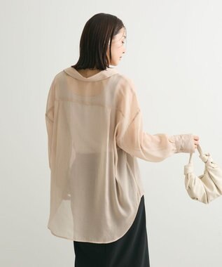 Green Parks シアーシャイニーシャツ Beige
