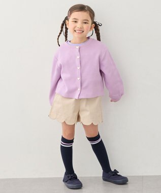 ANY KIDS 【洗濯機可能】スナップボタン カーディガン ラベンダー