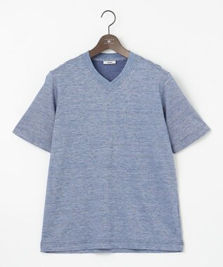 JOSEPH ABBOUD 【吸水速乾】リネンハニカムTシャツ サックスブルー系