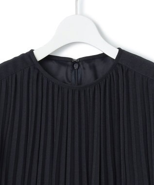 23区 L 【洗える】クリスタルアムンゼン プリーツワンピース ネイビー系