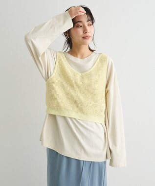 CRAFT STANDARD BOUTIQUE ワッフル編みニットベスト Ivory